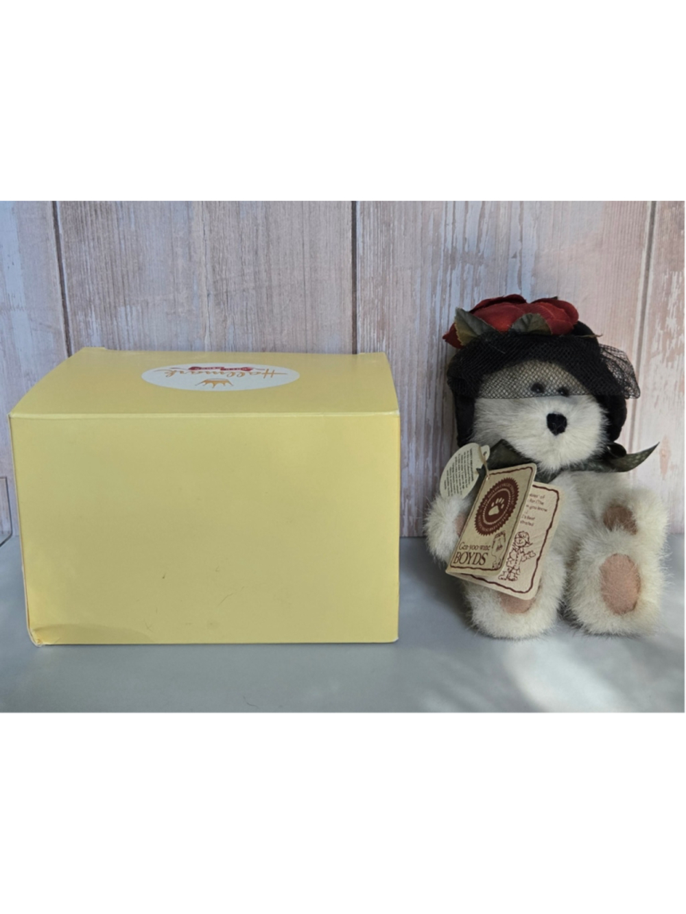 Vintage Boyds Bears T.J.'s Best Dressed Plush Bear Black Veil Hat Tags Box